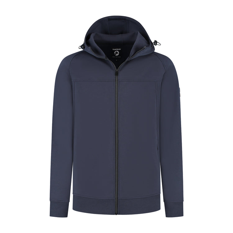 Steffen Men - Hooded Cardigan - Sweat - Navy F