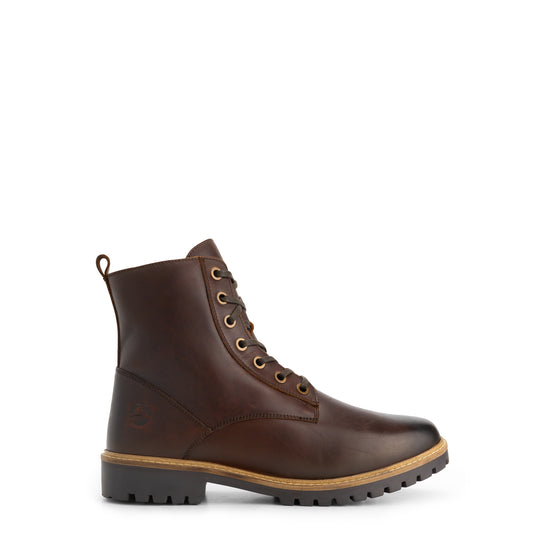 Rosendal Men - Lace-Up Boots with Zipper - Wool-Lined - Dark Brown R