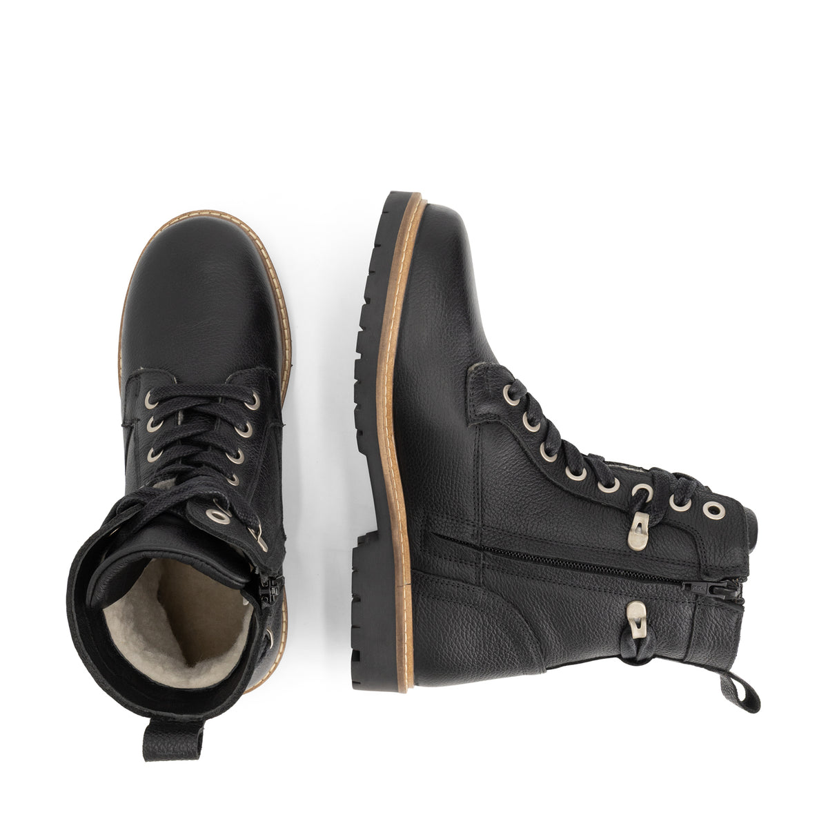 Kongsmark Women - Lace-up boots - Wool-lined - Black UPD