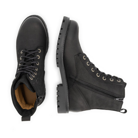Akland Men - Lace-up boots - Nubuck - Zipper - Black UPD