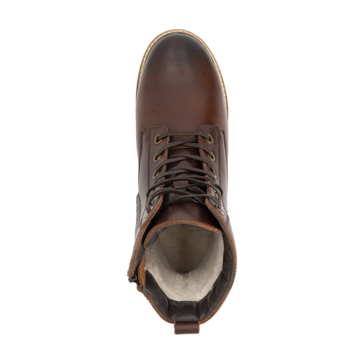 Trysil Women - Lace-Up Boots with Zipper - Wool-Lined - Dark Brown UPS