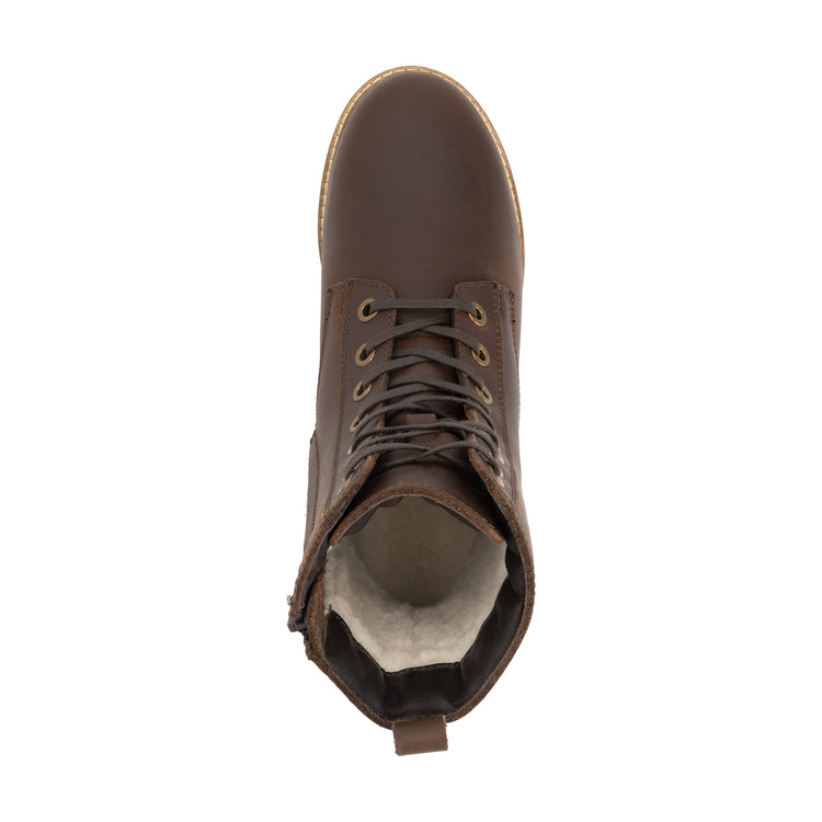 Torpsund Women - Lace-Up Boots with Zipper - Wool-Lined - Dark Brown UPS