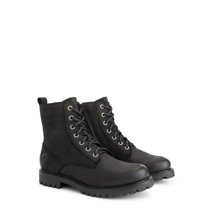 Akland Men - Lace-up boots - Nubuck - Zipper - Black FRD