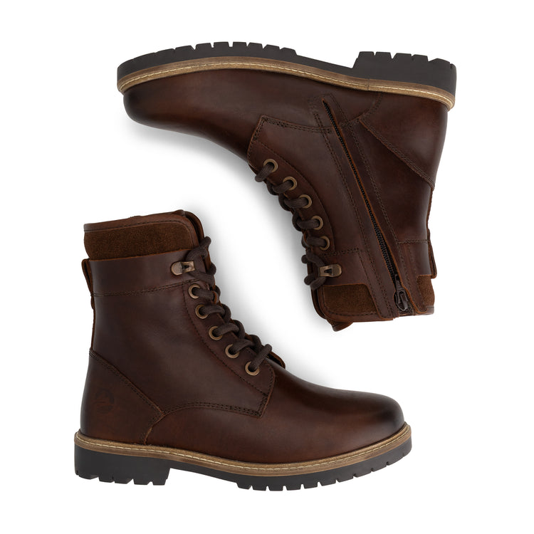 Larvik Women - Lace-up boots - Wool-lined - Dark brown UPD