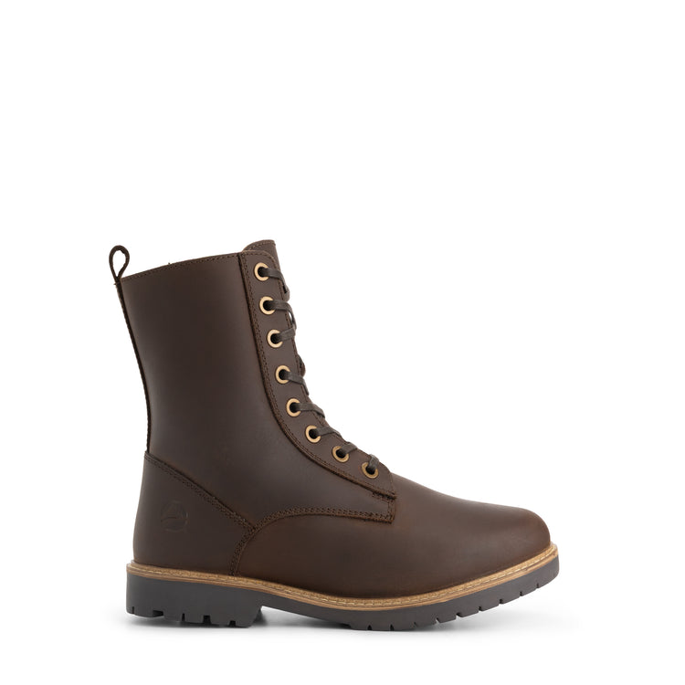 Torpsund Women - Lace-Up Boots with Zipper - Wool-Lined - Dark Brown R